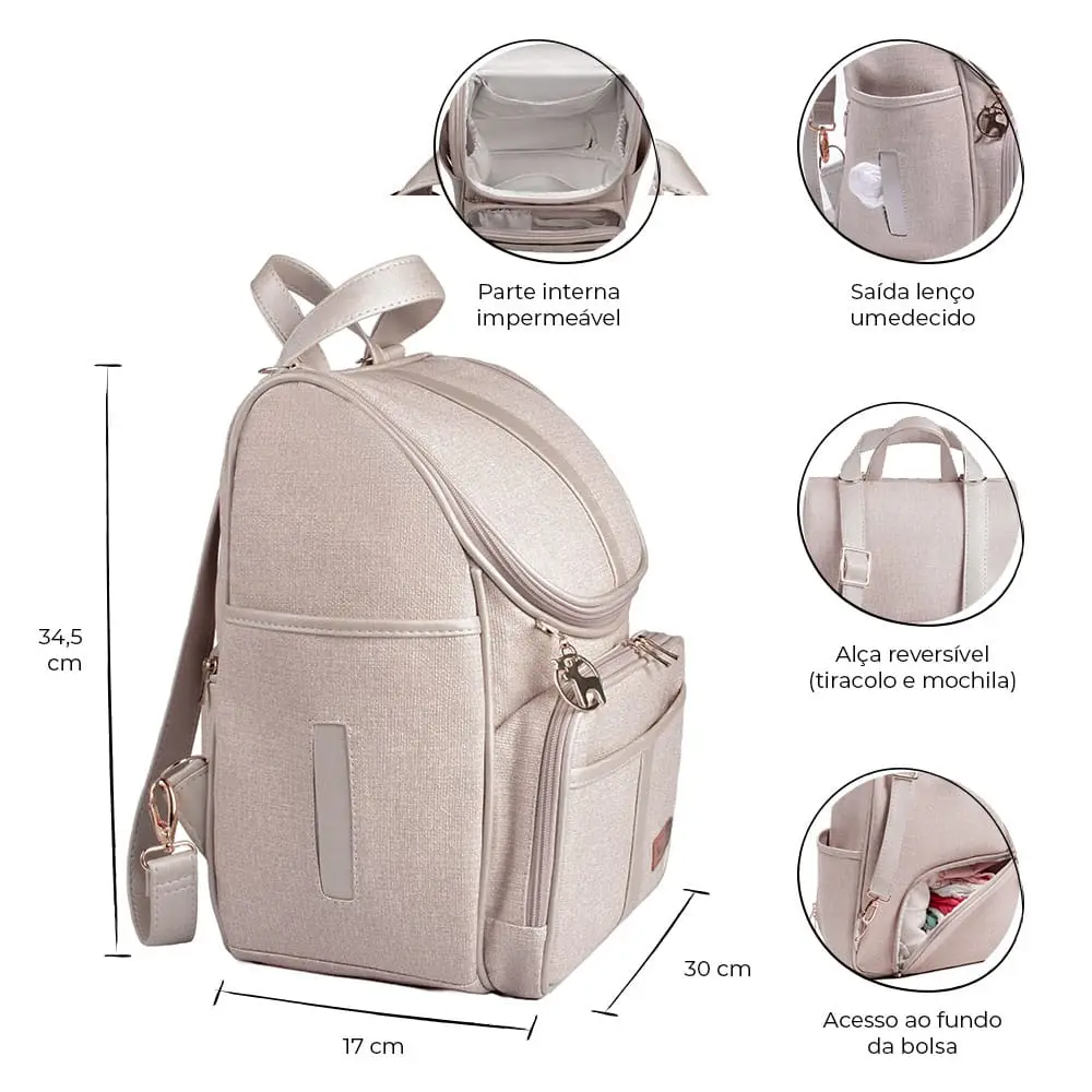 Bolsa Mochila Maternidade Multifuncional Lebaby 2 em 1 Nude - Miniatura 2