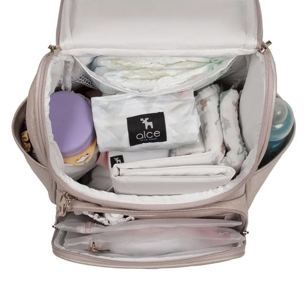 Bolsa Mochila Maternidade Multifuncional Lebaby 2 em 1 Nude - Miniatura 5