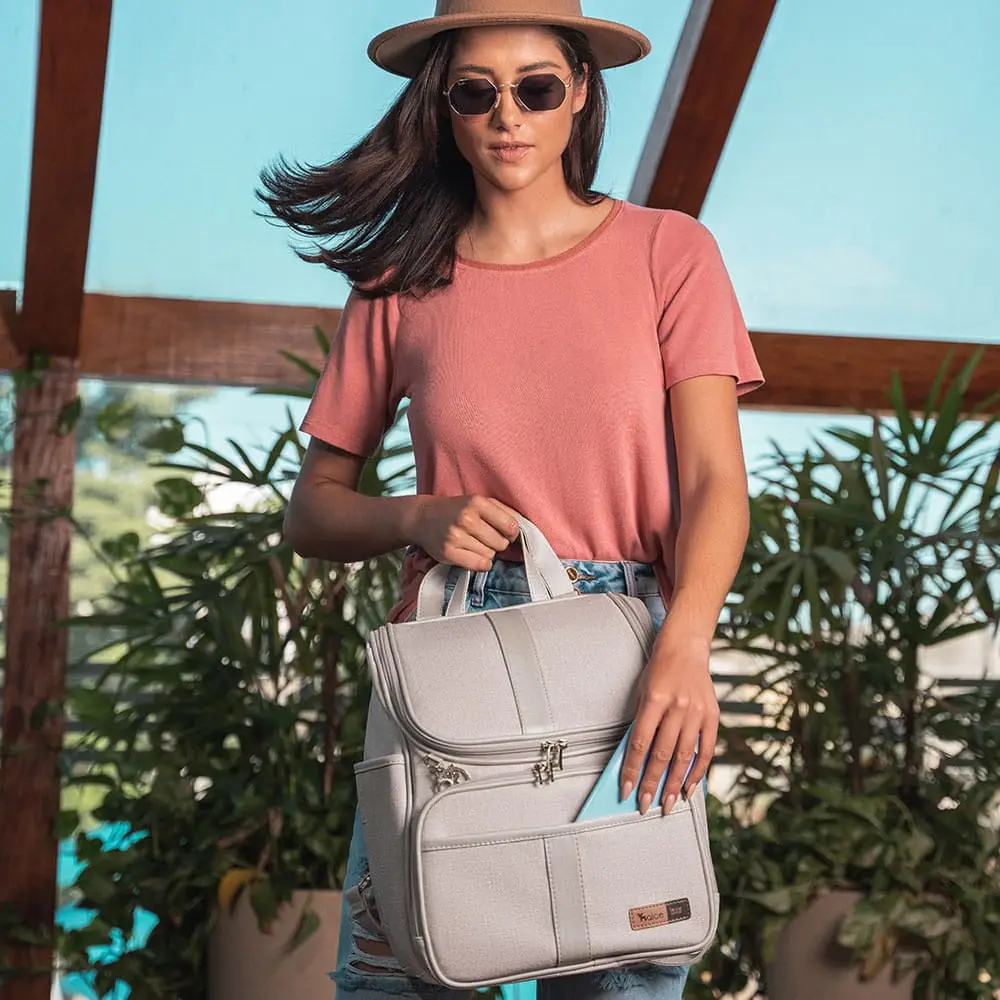 Kit Mochila e Mala Maternidade Multifuncional Lebaby 2 em 1 Nude - Miniatura 17