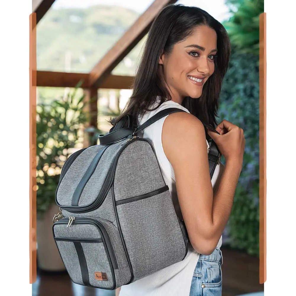 Kit Mochila e Mala Maternidade Multifuncional Lebaby 2 em 1 Cinza Mescla - Miniatura 14