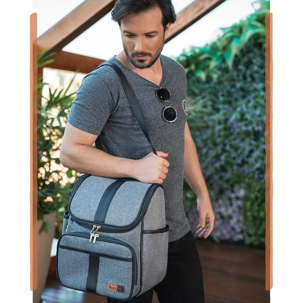 Kit Mochila e Mala Maternidade Multifuncional Lebaby 2 em 1 Cinza Mescla - Miniatura 21