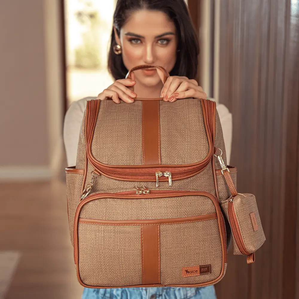 Bolsa Mochila Maternidade Multifuncional Lebaby 2 em 1 Cappuccino - Miniatura 12