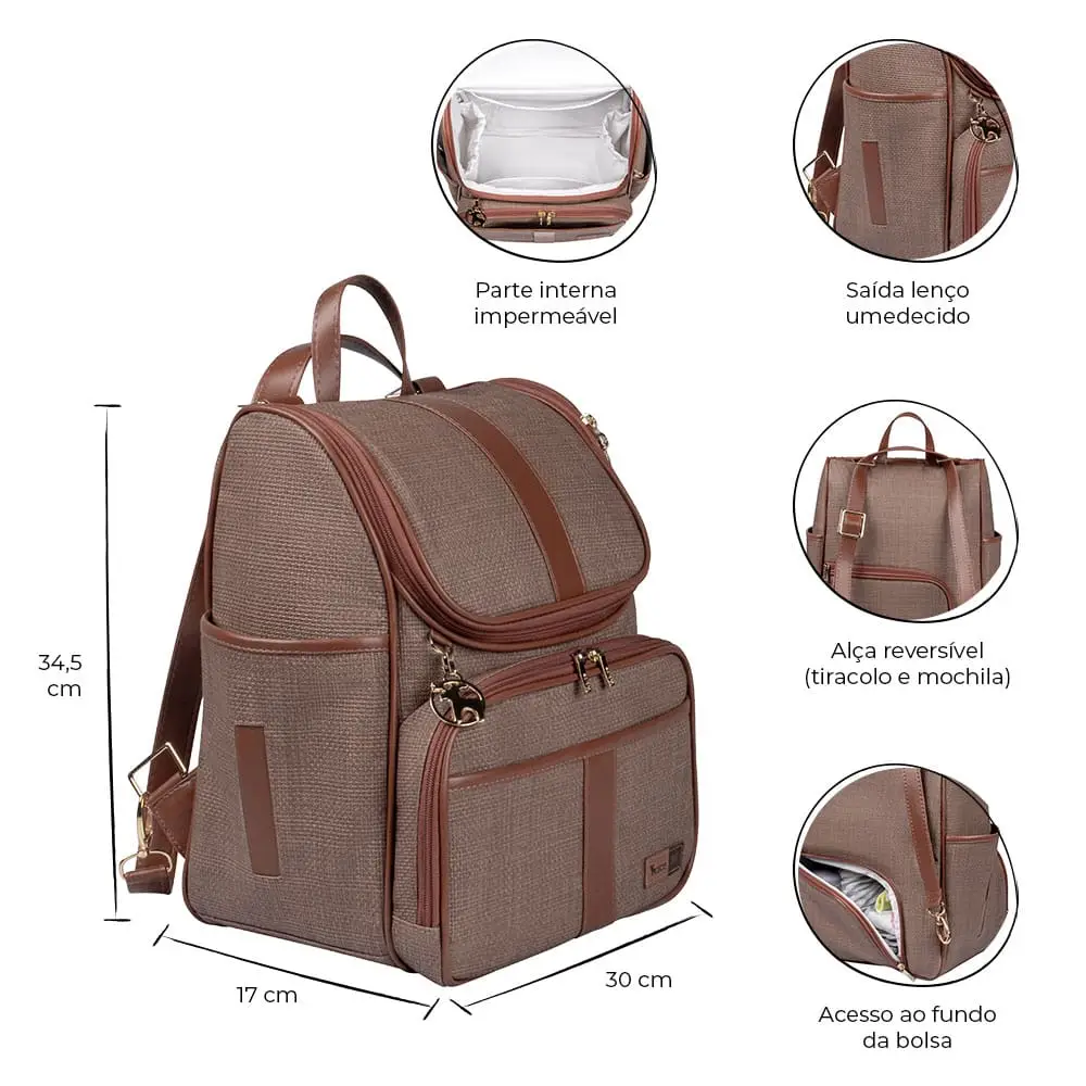 Bolsa Mochila Maternidade Multifuncional Lebaby 2 em 1 Cappuccino - Miniatura 2