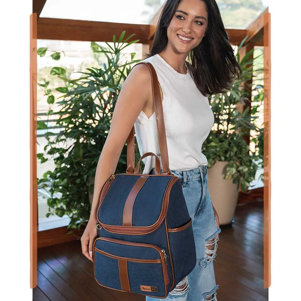 Bolsa Mochila Maternidade Multifuncional Lebaby 2 em 1 Jeans - Miniatura 11
