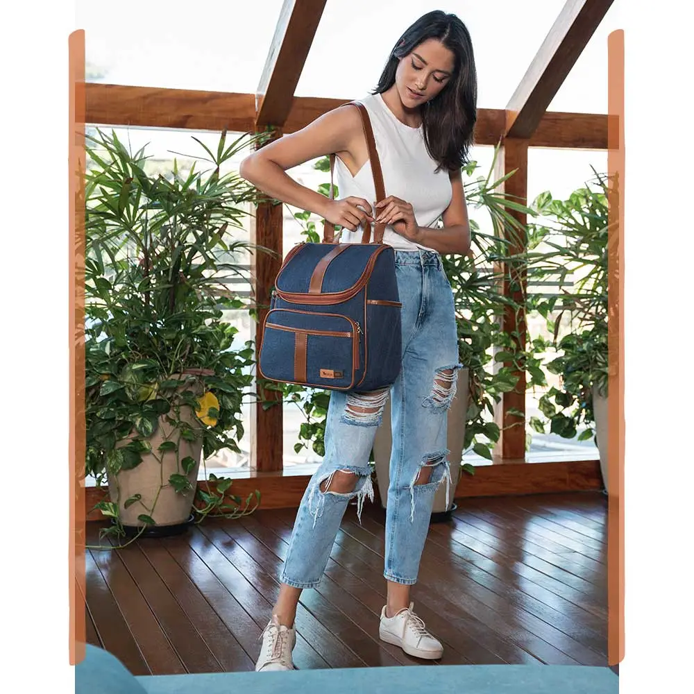 Bolsa Mochila Maternidade Multifuncional Lebaby 2 em 1 Jeans - Miniatura 12