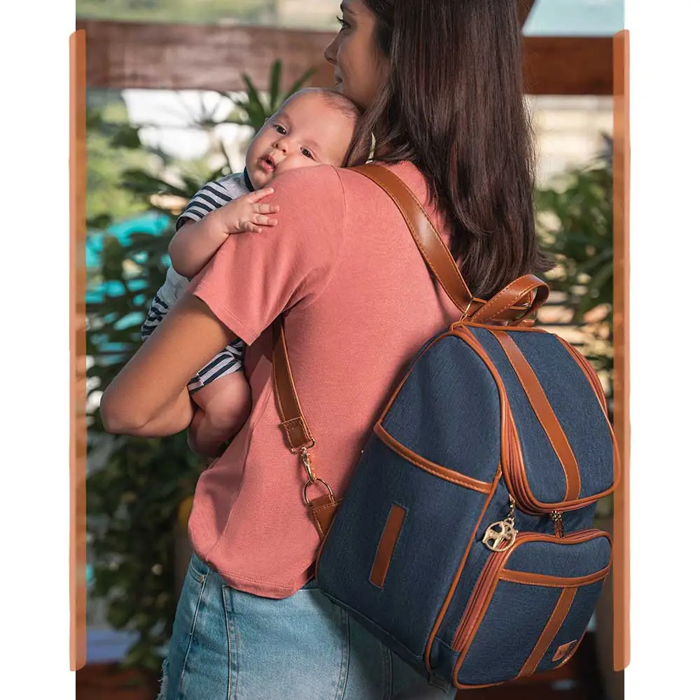 Kit Maternidade Mochila e Mala Jeans Lebaby - Miniatura 16