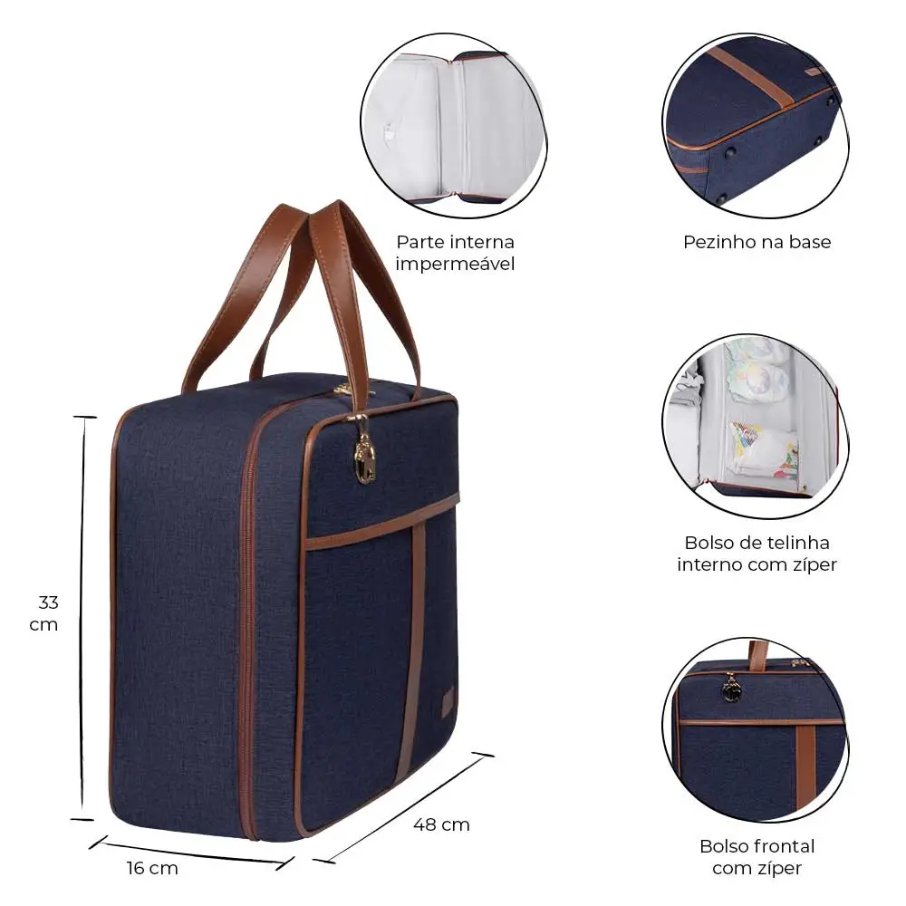 Kit Maternidade Mochila e Mala Jeans Lebaby - Miniatura 9