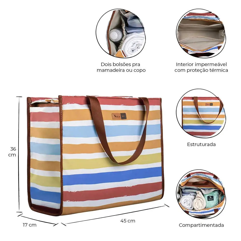 Kit Bolsa Maternidade Alce Bag e Trocador Portátil Listras - Miniatura 3