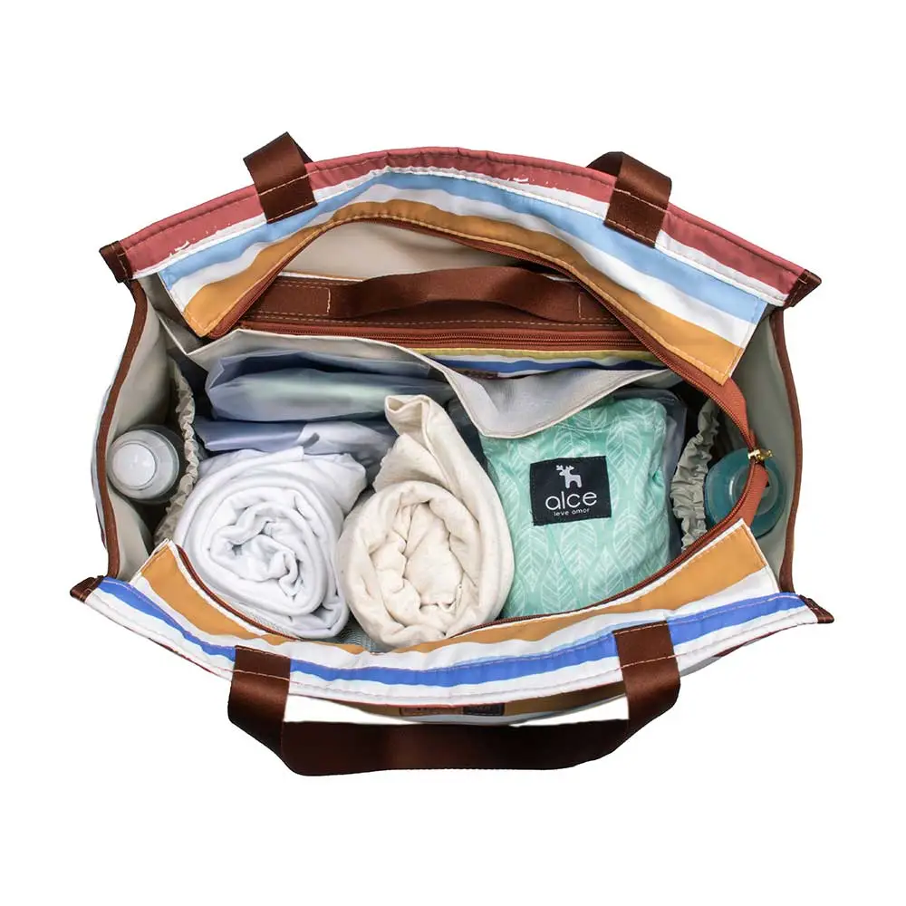 Kit Bolsa Maternidade Alce Bag e Trocador Portátil Listras - Miniatura 4