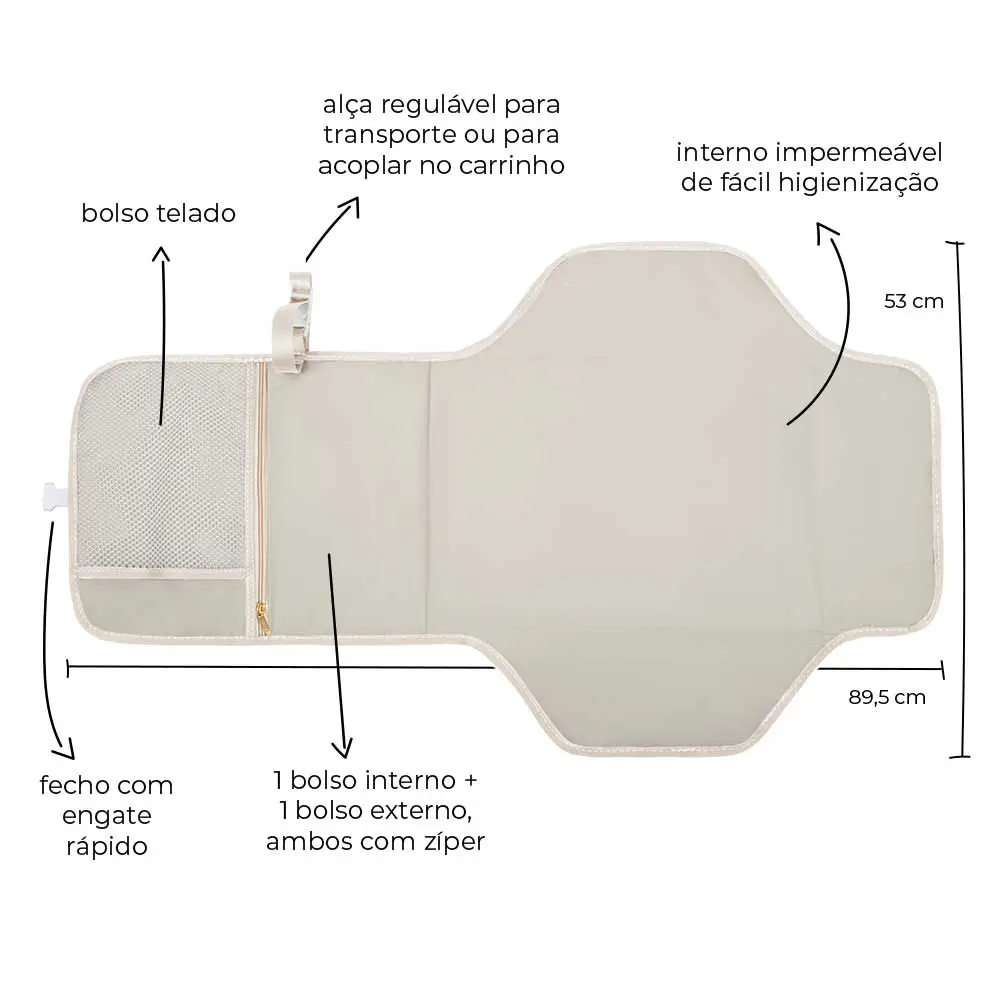 Trocador Portátil de Bebê com Porta fraldas Pérola - Miniatura 3