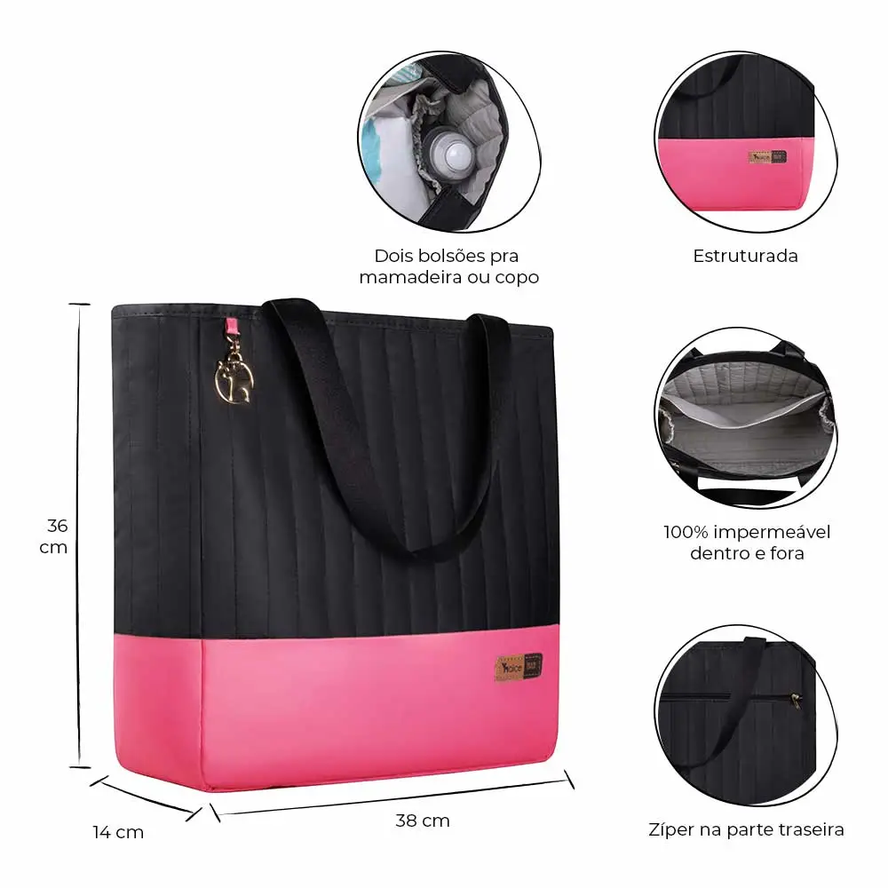 Bolsa Maternidade Coleção Cores - Preto e Pink - Miniatura 2