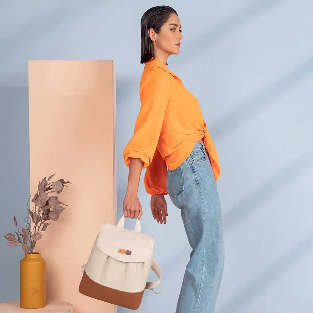 Kit Bolsa Mala e Mochila Maternidade Coleção Cores - Creme e Caramelo - Miniatura 18