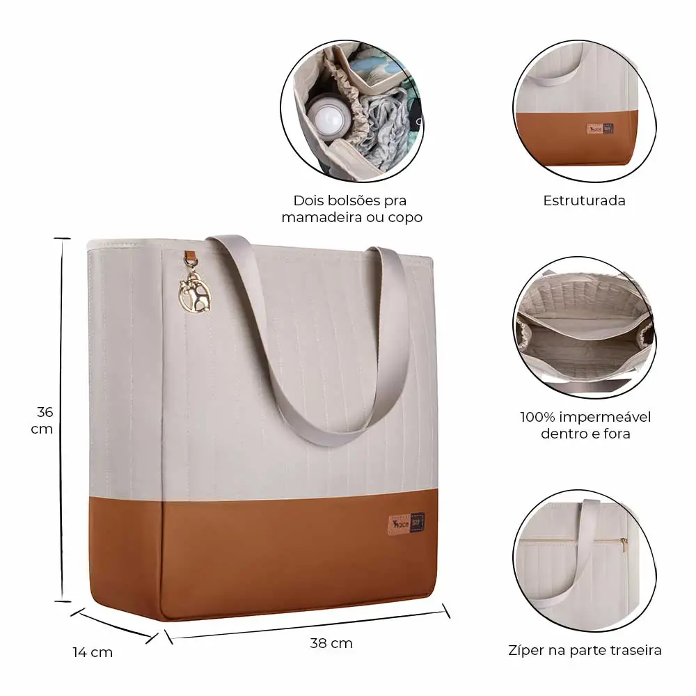 Kit Bolsa Mala e Mochila Maternidade Coleção Cores - Creme e Caramelo - Miniatura 3