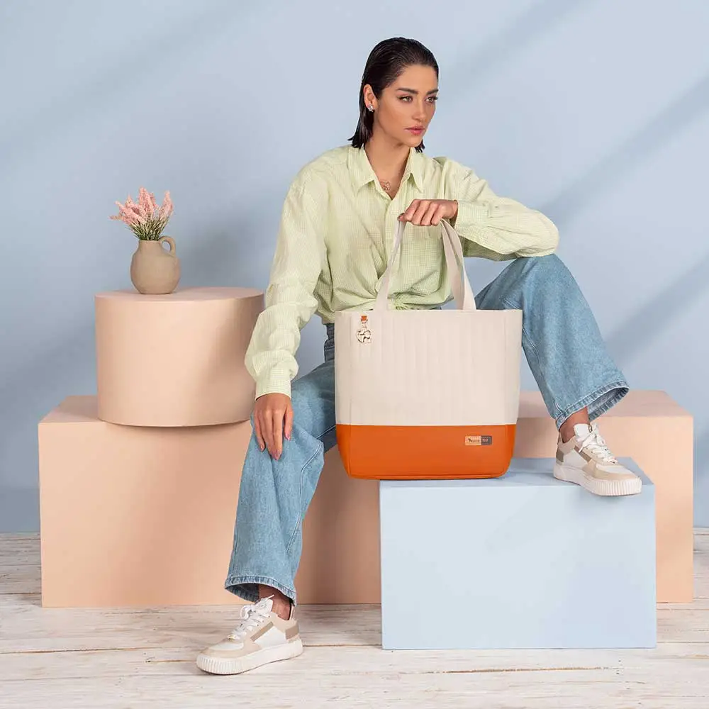 Kit Bolsa Mala e Mochila Maternidade Coleção Cores - Creme e Laranja - Miniatura 21