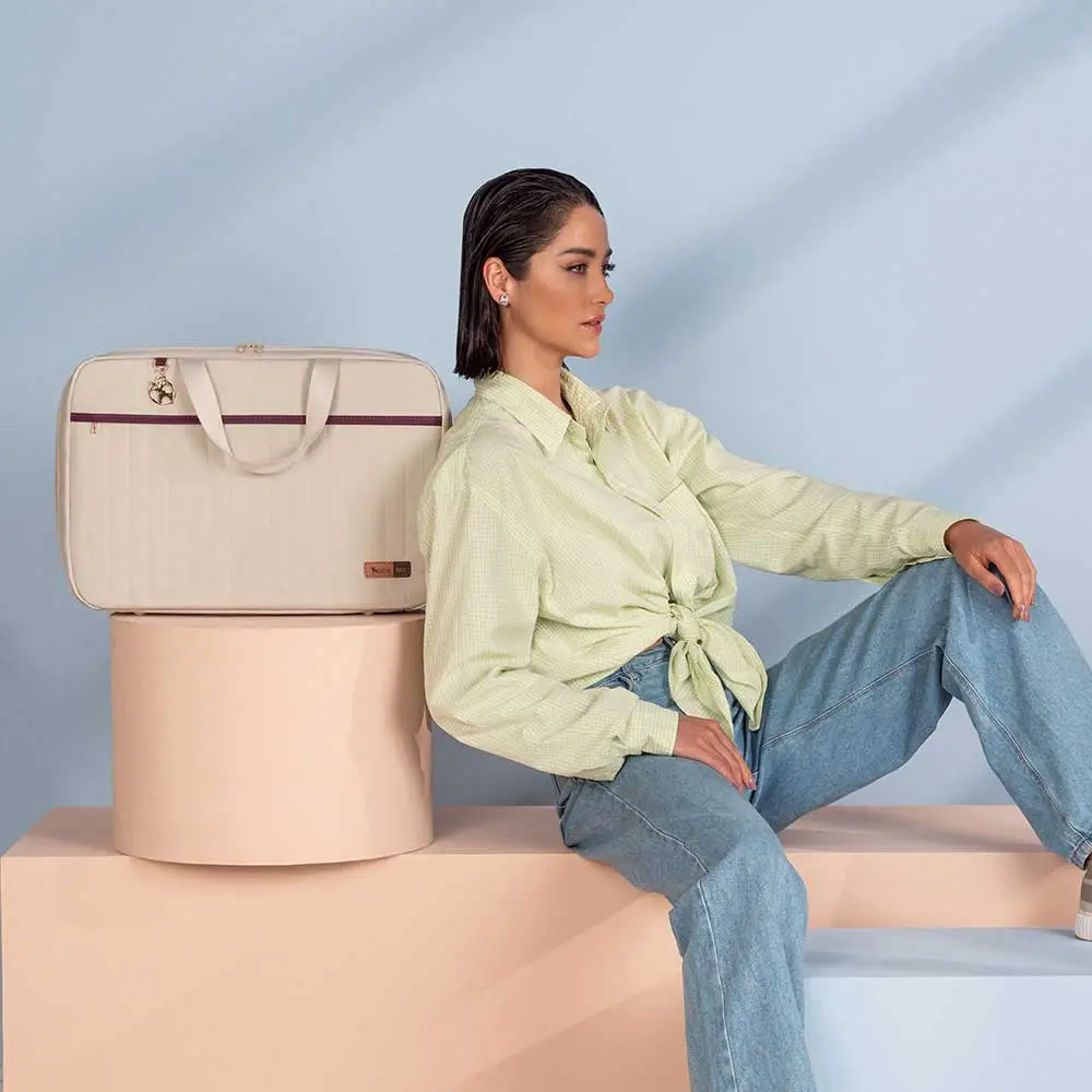 Kit Bolsa Mala e Mochila Maternidade Coleção Cores - Creme e Marsala - Miniatura 21