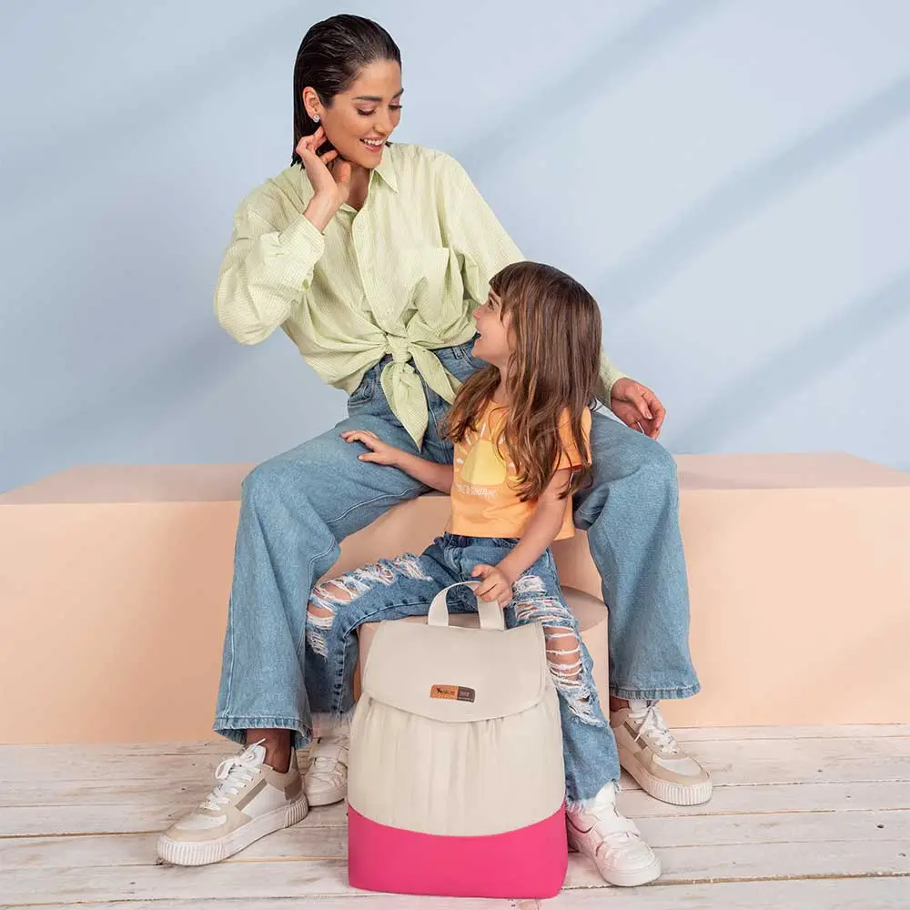Kit Bolsa Mala e Mochila Maternidade Coleção Cores - Creme e Pink - Miniatura 17