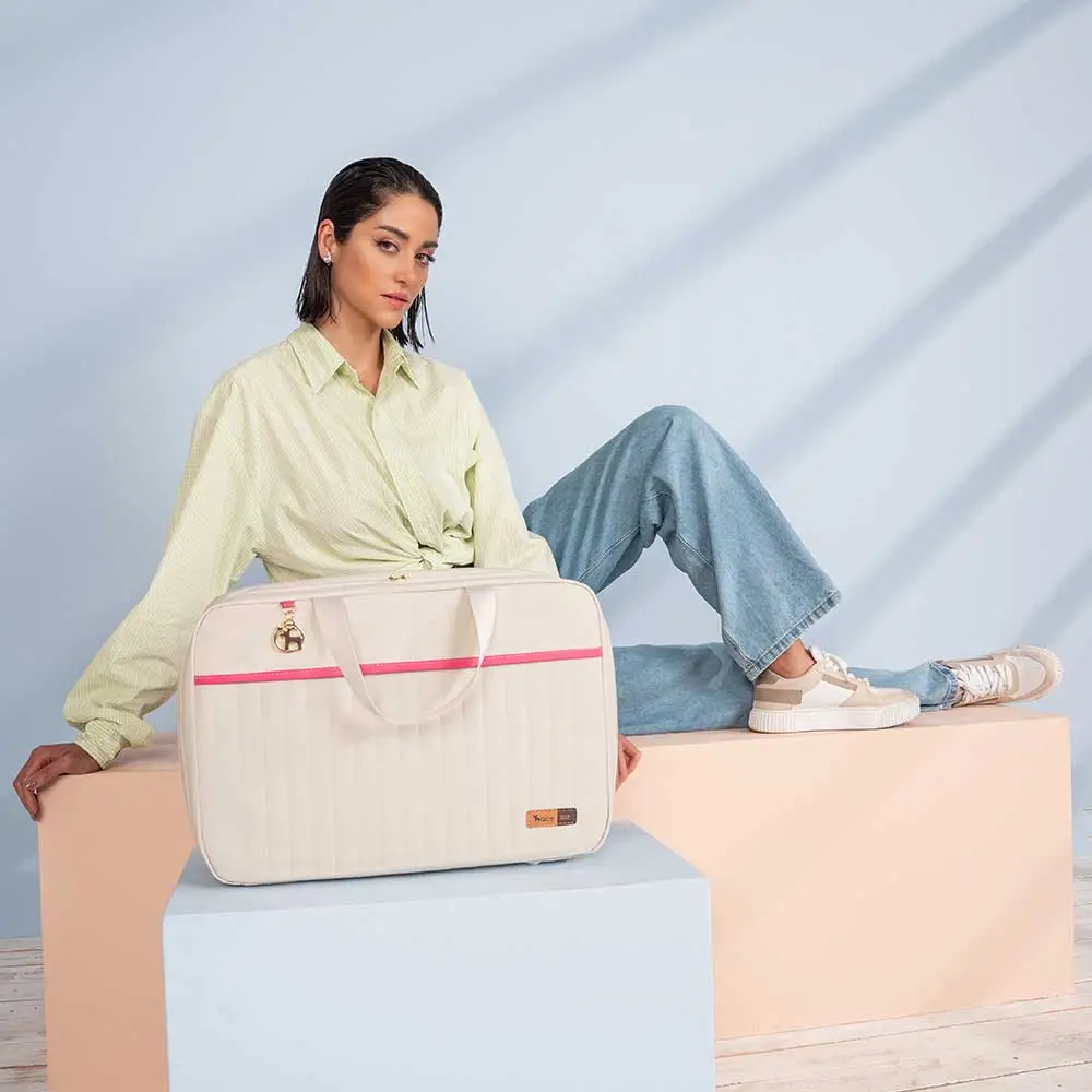 Kit Bolsa Mala e Mochila Maternidade Coleção Cores - Creme e Pink - Miniatura 19