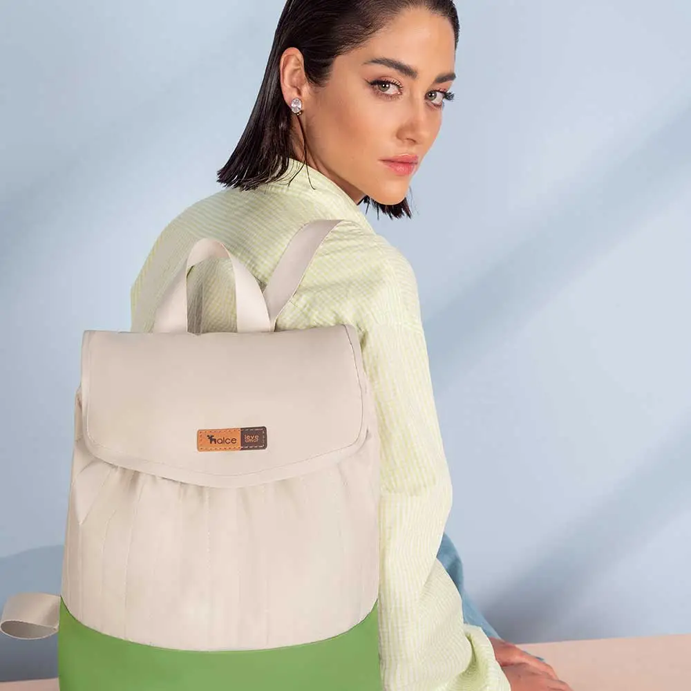 Kit Bolsa Mala e Mochila Maternidade Coleção Cores - Creme e Verde - Miniatura 15