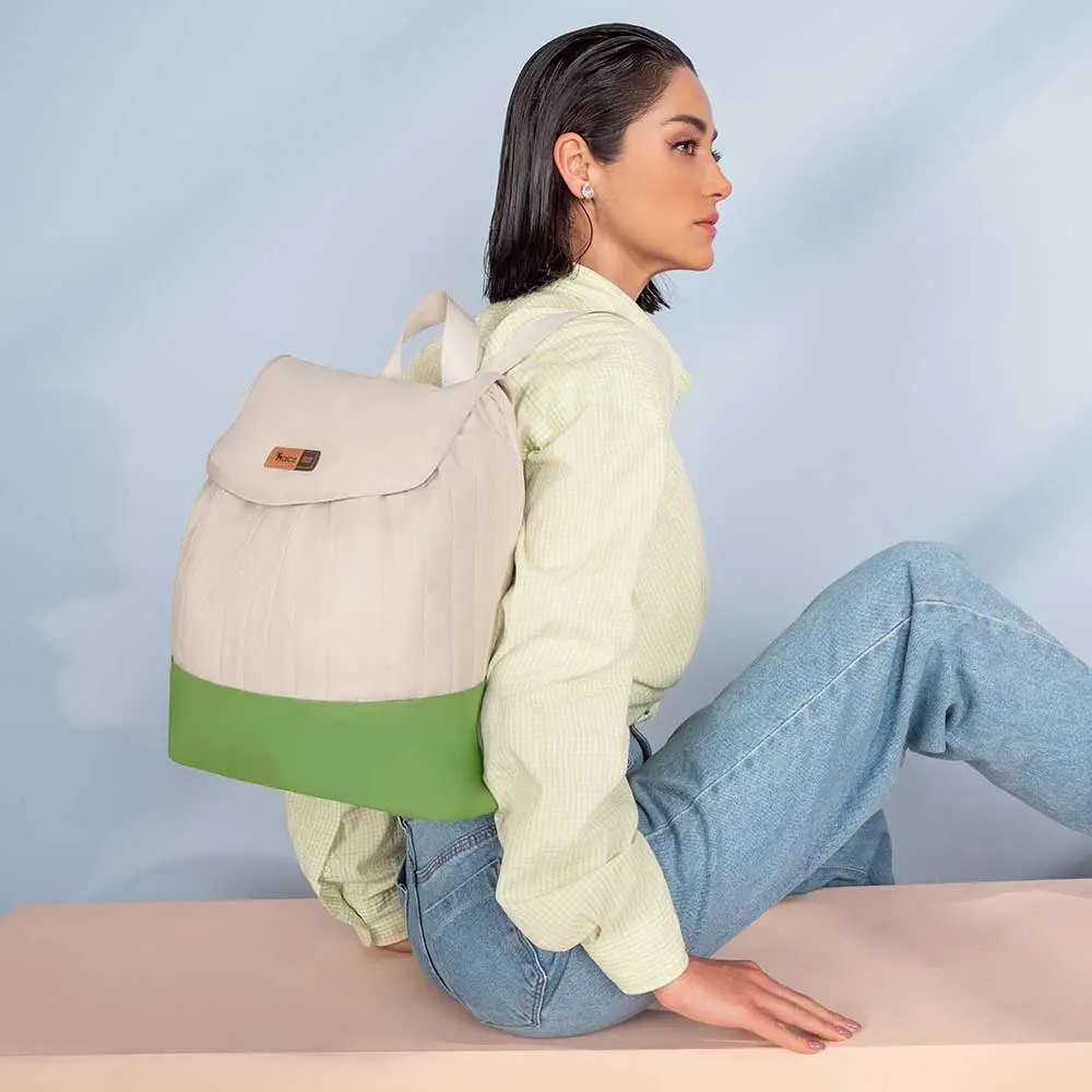 Kit Bolsa Mala e Mochila Maternidade Coleção Cores - Creme e Verde - Miniatura 18