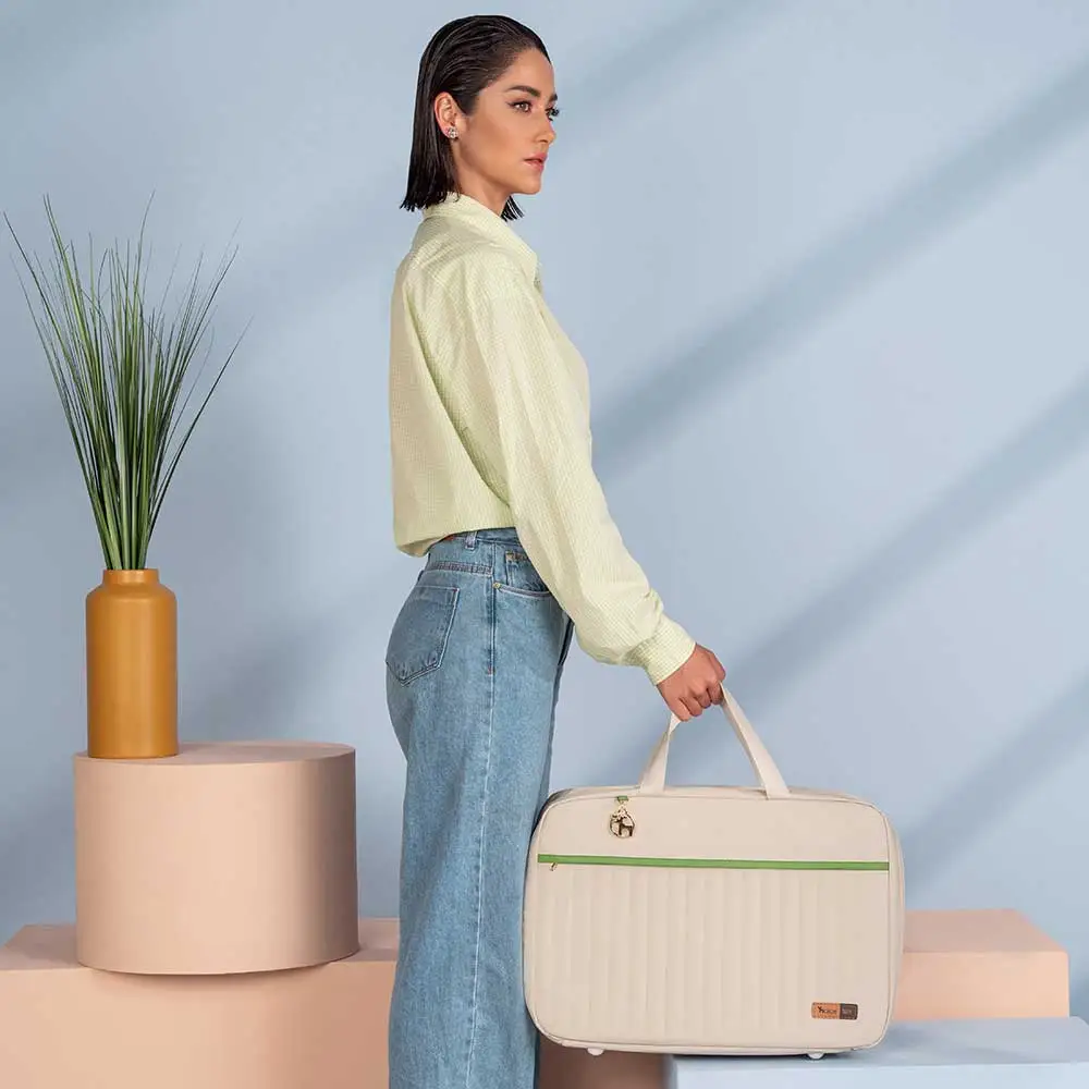 Kit Bolsa Mala e Mochila Maternidade Coleção Cores - Creme e Verde - Miniatura 23