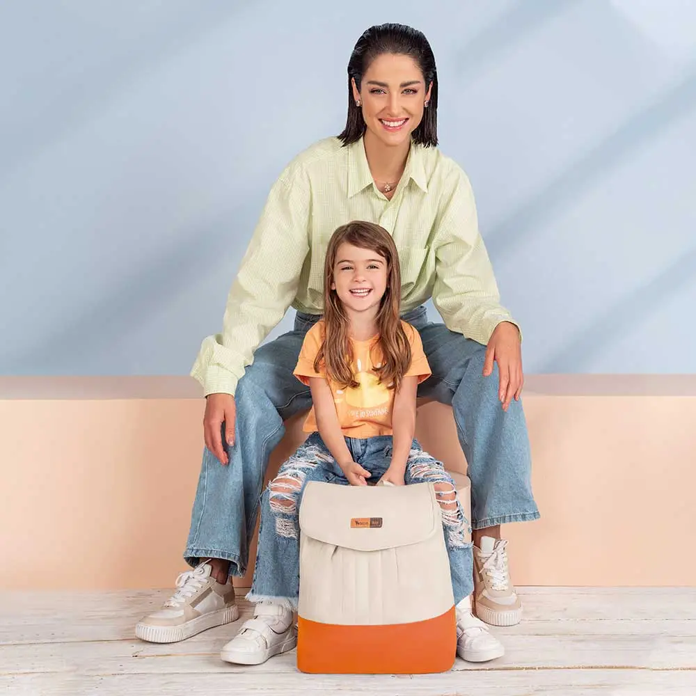Mochila Maternidade Coleção Cores - Creme e Laranja - Miniatura 7