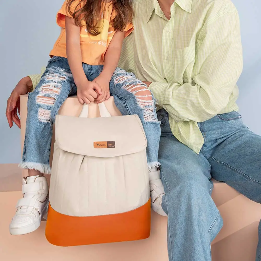 Mochila Maternidade Coleção Cores - Creme e Laranja - Miniatura 8