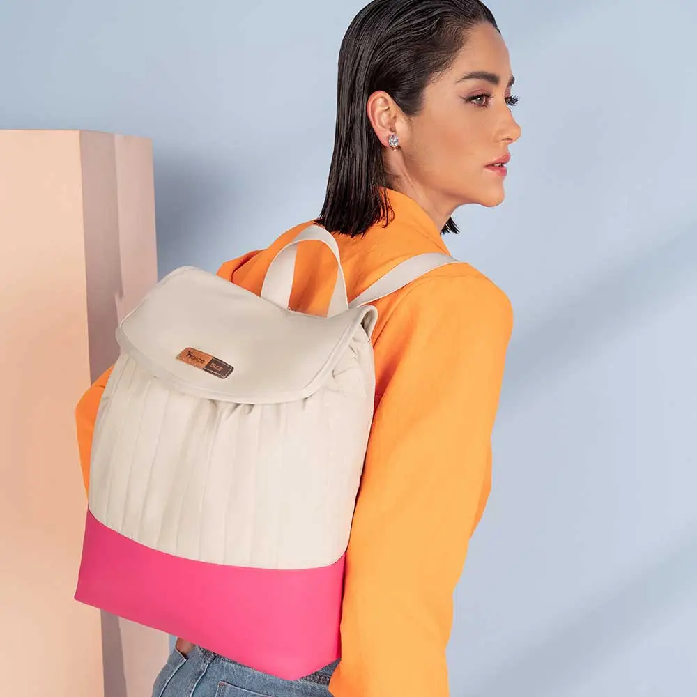 Mochila Maternidade Coleção Cores - Creme e Pink - Miniatura 6
