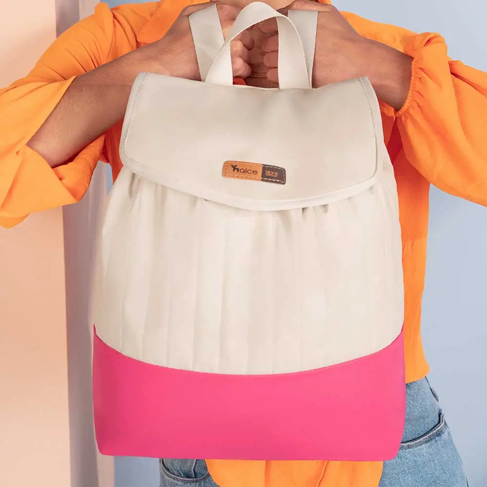 Mochila Maternidade Coleção Cores - Creme e Pink - Miniatura 8