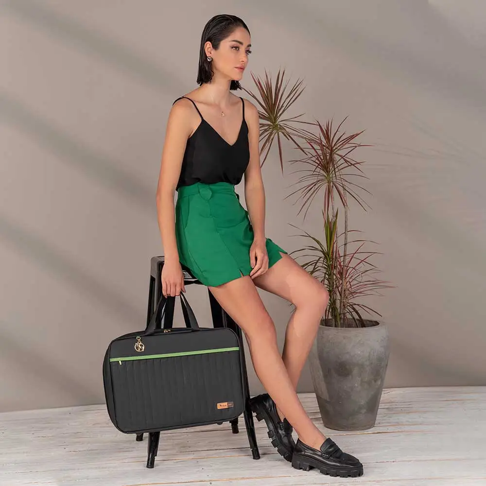 Kit Bolsa Mala e Mochila Maternidade Coleção Cores - Preto e Verde - Miniatura 19