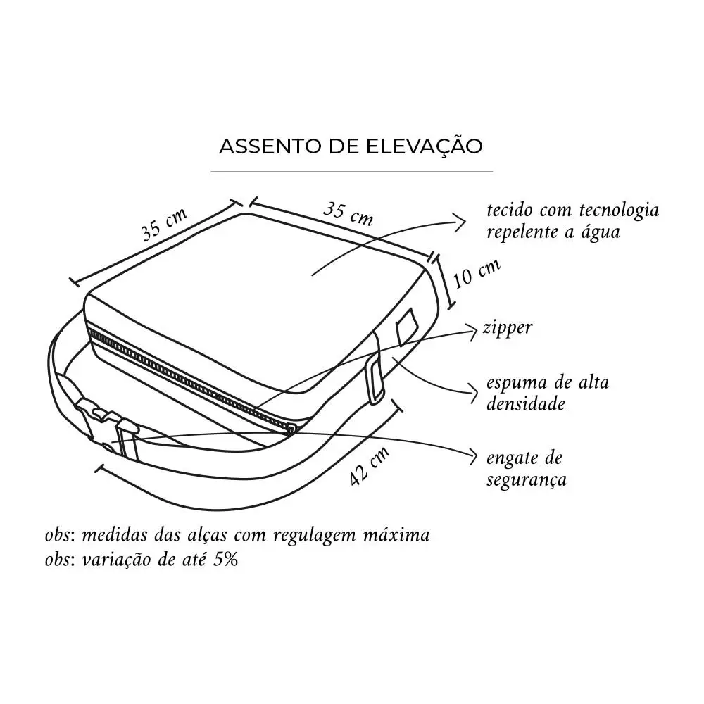 Assento de Alimentação e Elevação Quadrado Preto (Avulso) - Miniatura 5