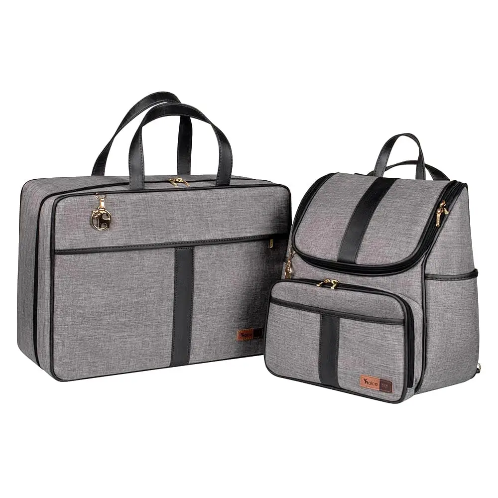 Kit Mochila e Mala Maternidade Multifuncional Lebaby 2 em 1 Cinza Mescla - Foto 1